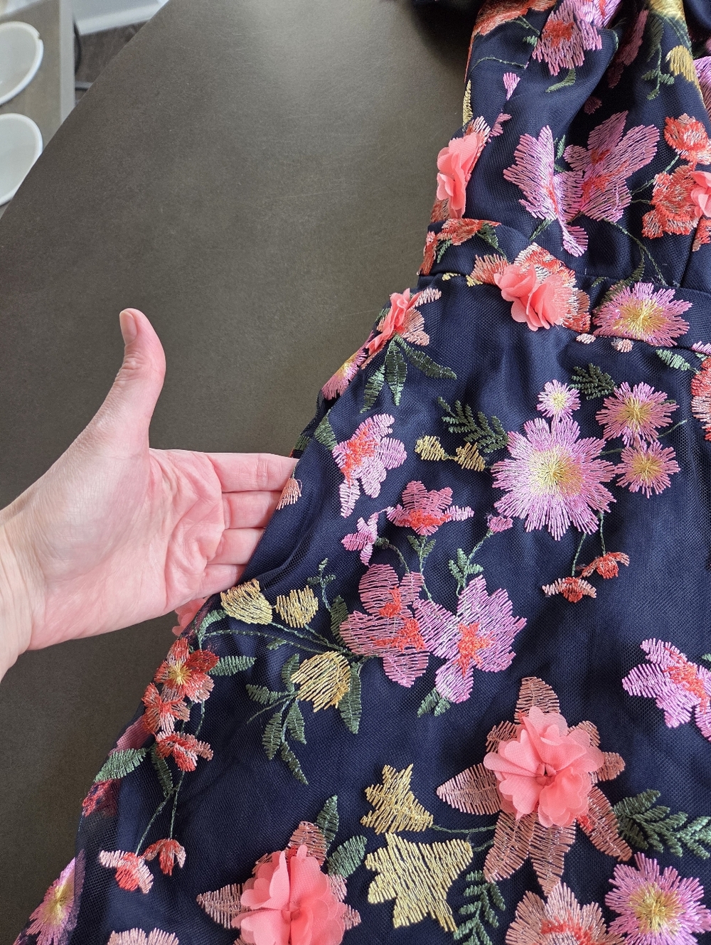 Xscape Off The-Shoulder Embroidered Floral Midi Dress Size 14 NWT $300 Formal - Picture 10 of 16